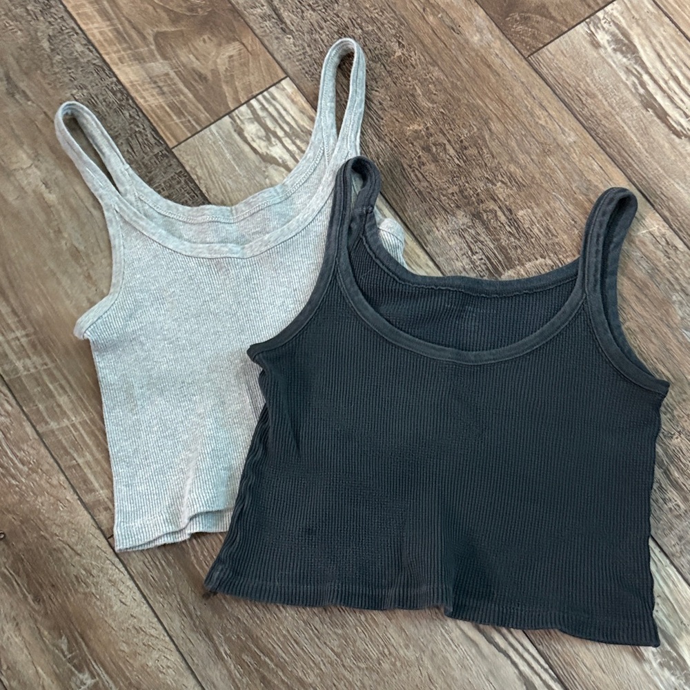 Brandy Melville Gray and Black Tank Tops